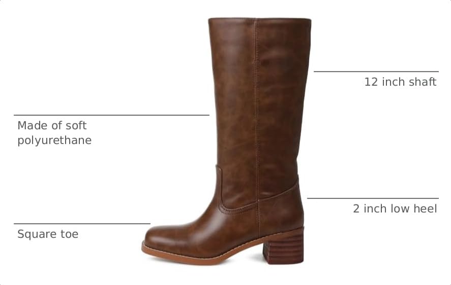 Image of Women's Knee High Boots, Comfortable Square Toe Faux Leather Boot Fashion Long Tall Boots for Riding Chunky High Heeled Dress /Casual Boot