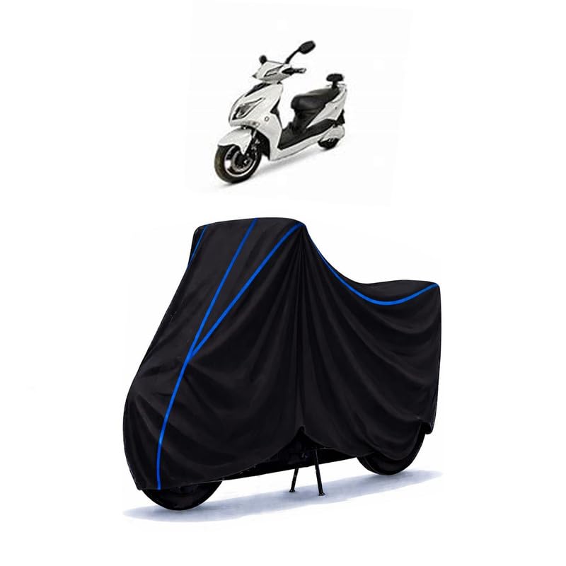 Image of Scooty Cover Water Resistant for Electric Hawk | Universal Scooter & Bike Cover | Heavy Duty UV Dust, Rain & Scratch Protection | Elastic Fit All Weather Indoor Outdoor | Black with Blue Piping