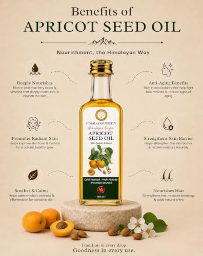 Image of Himalayan Firefly Pure Apricot Kernel Oil | Cold Pressed Unrefined Carrier Oil For Skin Hair Face Body Care | Lightweight Non Sticky Massage Application | Glass Bottle | 100ml