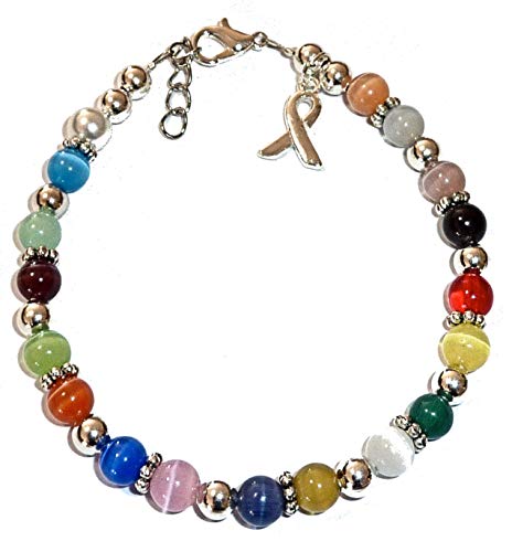 Hidden Hollow Beads Prepackaged (7 3/4 in.) 18 Colors Cancer Awareness Multi Bracelet, 6mm