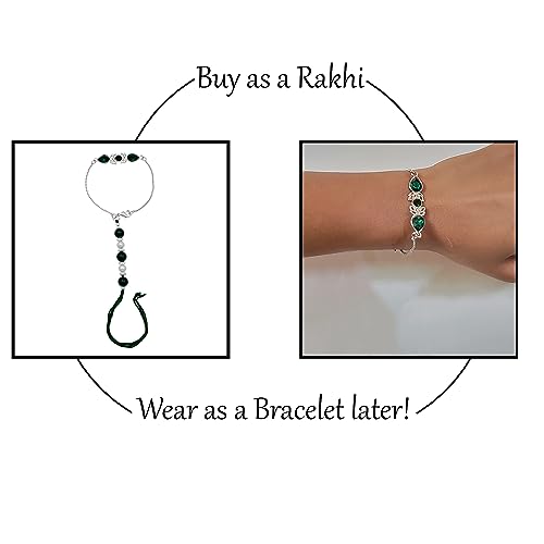 Image of Mahi Bhaiya Bhabhi Rakhi Set with Crystals and Meenakari Work Bracelet Style Lumba - Rakhi for Brother and Bhabhi(PARCOL1105339PR)