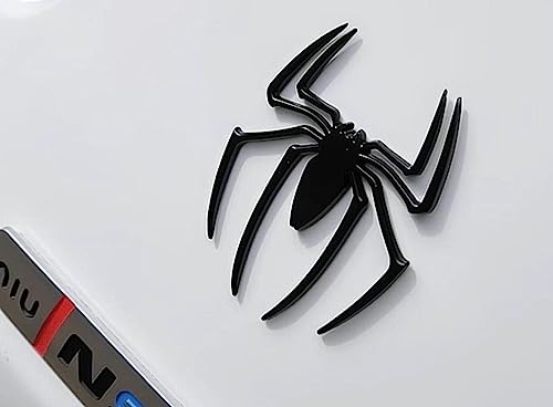 Image of 2 Pcs 3D Spider Chrome Emblems Badges Sticker Car Decoration for Universal Car Vehicle, Truck, Motorcycle, RV, Scooter, SUV, Door, Window (Black-B0CJBKLZKB)