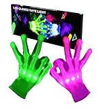 SLIUGLOVEUN Cool Gifts 12 Colors LED Gloves Toys for Ages 13+ Years Old Teens Light Up Gloves for Adults Stocking Stuffers Halloween Costumes Birthday Christmas Gifts for Teens Adults (1 Pair Large)