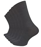 VCA 6 Paar Herren Diabetiker Socken, Ohne Gummibund, Baumwolle, handgekettelte druckfreie Spitze (43/46, anthrazit)
