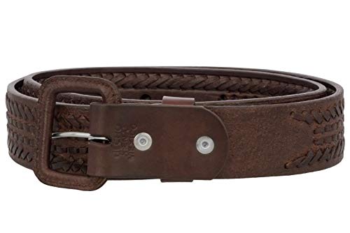 El Presidente - Mens Brown Braided Woven Cowboy Belt Leather Removable Buckle3