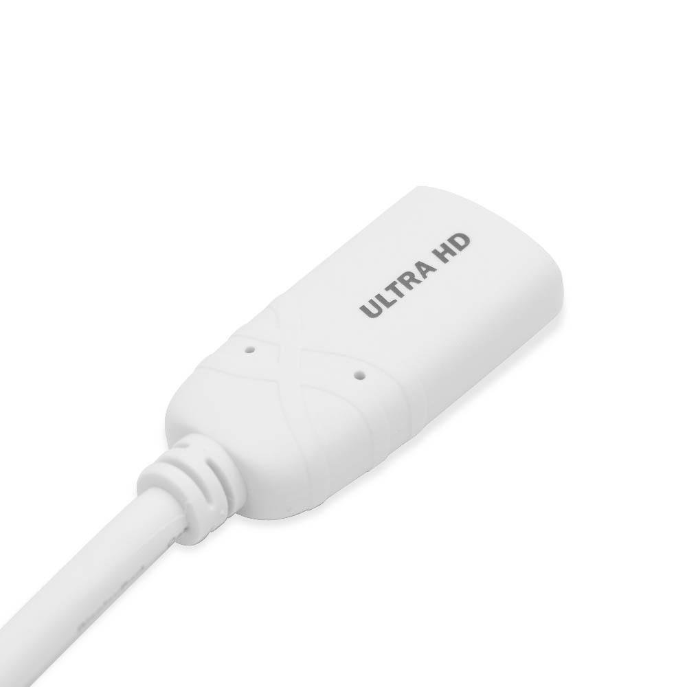 Mini DisplayPort to HDMI 2.0 Cavo Adattatore Femminile 4K Ultra HD con Trasmissione Audio Certificato per Apple/Mac, MacBook PRO, MacBook Air - Spina in Oro 24k - Bianco - 0.2m