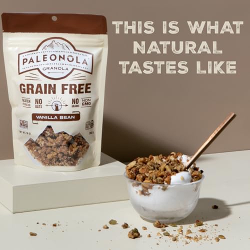 Image of Paleonola Vanilla Bean Grain Free Granola, 10 Oz Resealable Bag (Pack of 1) - Grainless Paleo Granola Blended with Nuts, Seed & Vanilla Bean - Gluten & Dairy Free, Non-GMO, Low Carb Protein Granola