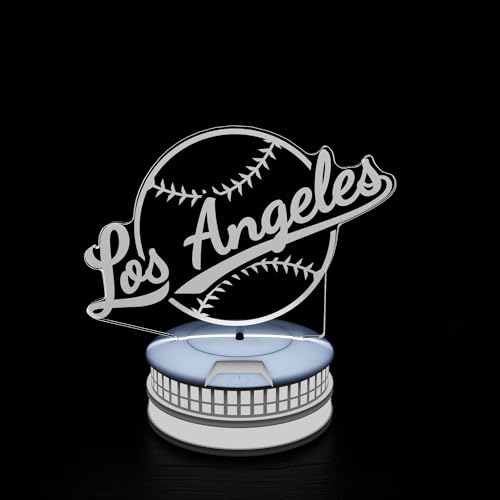 CLORURBANLIVE 3D Baseball Los Angeles Night Light 3D Illusion Lamp with Remote Control 16 Color Options Sports Decor Lighting for Fans - Multicoloured OneSize