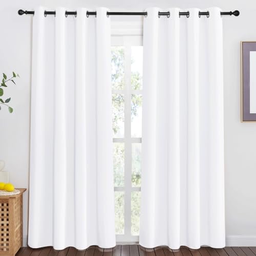 NICETOWN White Doorway Curtains 80 inches Long - Grommet Thermal Insulated Light Blocking Room Darkening Window Treatments for Bedroom/Living Room (W46 x L80, 1 Panel)