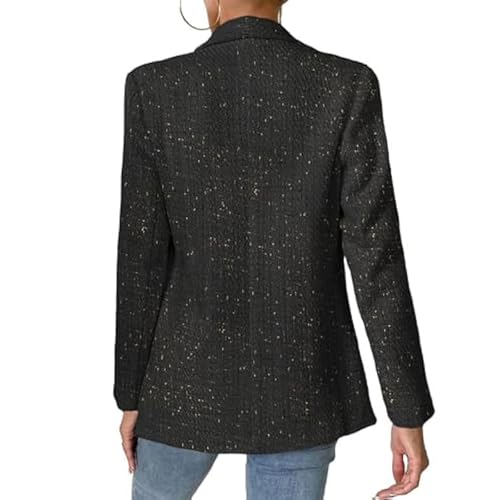 Tweed Blazers for Women Business Casual Long Sleeve Double Breasted Jackets Open Front Elegant Work Office Suits 6