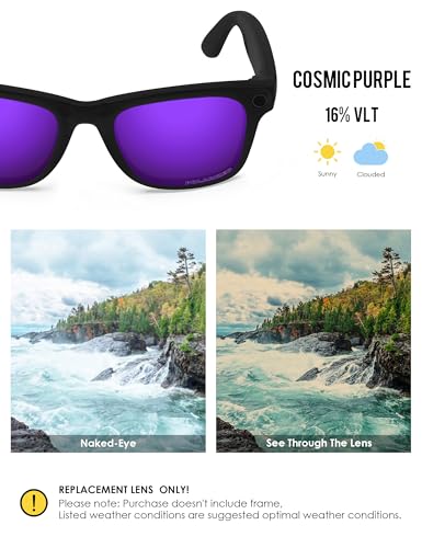 Image of BLAZERBUCK Photochromic Replacement Lenses Compatible with Ray-Ban Meta Wayfarer RW4006 | RW4012 (Gen 2) 50mm Smart Glasses