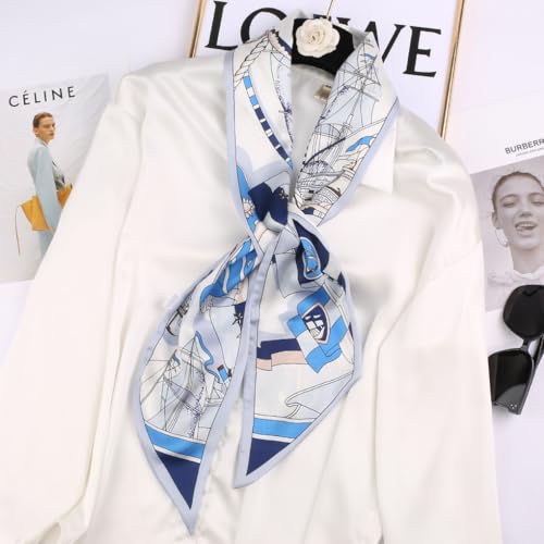 Image of Head Hair Scarf for Women,Silky Long Headscarf Purse Bag Scarfs for Handbag Fashion Satin Neck Scarves Accessories