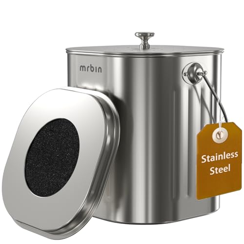 MRBIN Stainless Steel Kitchen Compost Bin with Lid