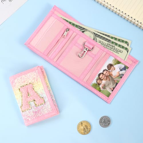 Leyeve Kids Wallets for Girls Teen,Cheap RFID Trifold wallet for 4-6-8-10-12-14-16Ages, Play Toddler Wallet for kids with Initials Zipper Coin Pocket,TriFold Childrens Wallet Novelty Birthday Gift-A3