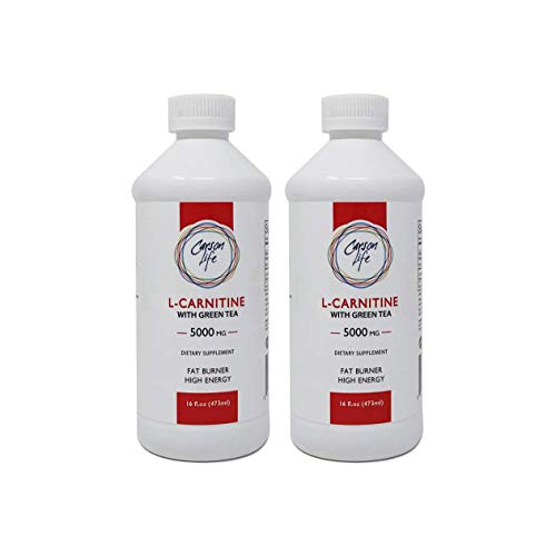 CARSON LIFE L-Carnitine Liquid with Green Tea 2 Pack - 5000 mg - 16 Oz - Fast Fat Burning - Energy Boosting Supplement - Speed Up Metabolism - Increases Energy, Endurance and Performance