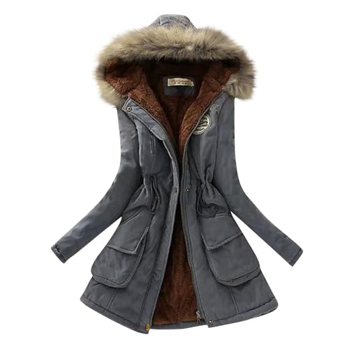 Steppmantel Damen,Damen Parka Kapuzen Winter Damenjacke Reißverschluss Warme Modejacke,Wintermantel Beige Damen,Winterjacken Damen Reduziert Winterjacken Damen Günstig,B Dark Blue,Xl