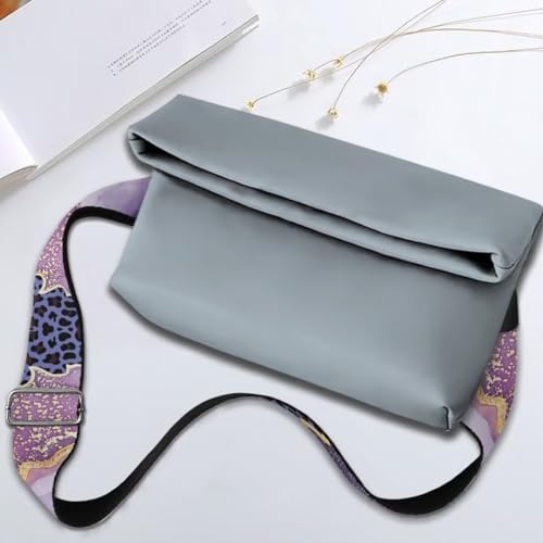 Image of Coldinair Leopard Print Replacement Shoulder Strap for Women Lady Purple Marble Handbags Bag Straps Wide Straps for Luggage, Crossbody Strap,Guitar Strap for Purses