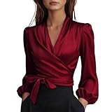 Matériau : la chemise en soie pour femme est composée à 95 % de polyester et à 5 % d'élasthanne, respirante et légère. Une agréable sensation soyeuse sur la peau douce