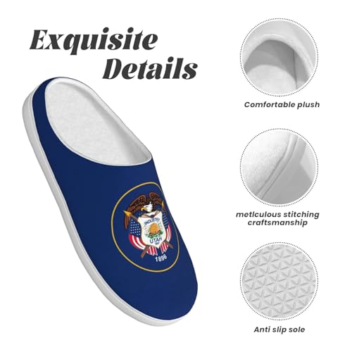 Cozy Utah Flag print Slippers Indoor and Outdoor Fuzzy House Shoes Anti-Skid Sole Gifts for Women Indoor Scuff4