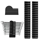 Mudygelay 52 pcs Modular Wrench Organizers for Tool Drawers - Wrench Rack with Metric&SAE Labels, Perfect Tool Storage Holder. Gift for Father and Boyfriend (Black)