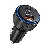 93W Zigarettenanzünder USB C, 3-Ports PD & QC Auto Handy Ladegerät, USB Adapter 12V KFZ Ladegerät USB C Auto Zubehör kompatibel mit iPhone 17 Pro Max, Galaxy S25 Ultra/S24, iPad, Tablet, Handys