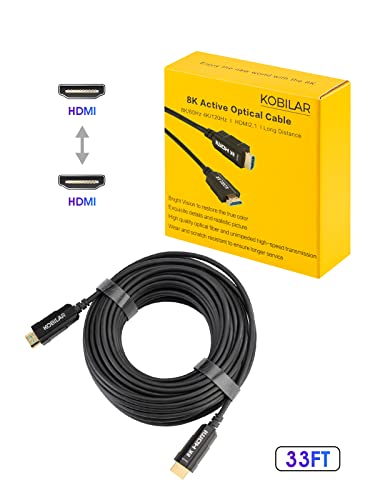 Kobilar 8K@60Hz /4K@120Hz Hdmi Cable -Optical Fiber Cable, Hdmi 2.1 Cable,Ultra High Speed Hdmi Cable,48Gbps,One Direction,For Ps5/Ps4,Uhd Tv,Home Theater,Xbox,Audio Receiver #TOP6