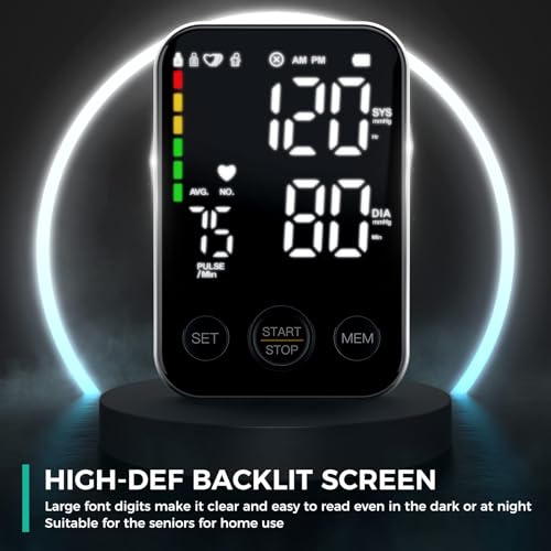 Blood-Pressure-Monitor-Upper-Arm-Blood-Pressure-Monitors-for-Home-Use-BP-Machine-with-2x120-Reading-Memory-Adjustable-Arm-Cuff-87-157-Large-Display-with-LED-Background-Light-Storage-Bag