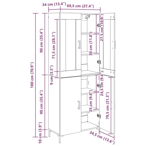 Aparador de madera resistente de alta calidad con 4 puertas y diseño elegante 3