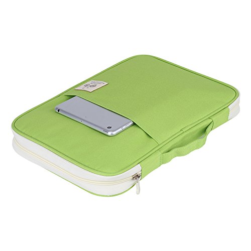 File Bag, 5Colors A4 Document Bag File Folder Portfolio Organizer Computer Notebook Zippered Case(Green)3
