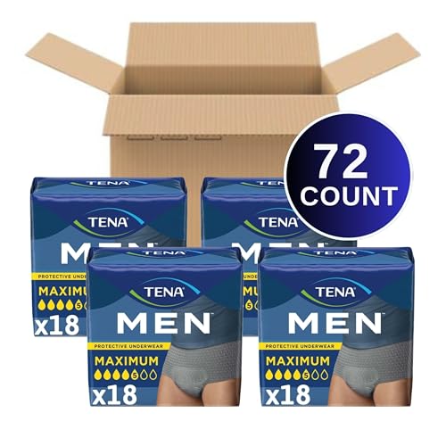 Image of Tena Men Maximum Incontinence Underwear, Grey, XLarge 45-58in, 72 ct