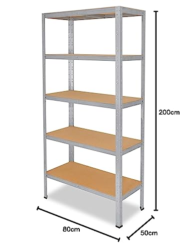 shelfplaza HOME 200x80x50 cm regał do dużych obciążeń w kolorze ocynkowany z 5 półkami i udźwigiem 175 kg na półkę