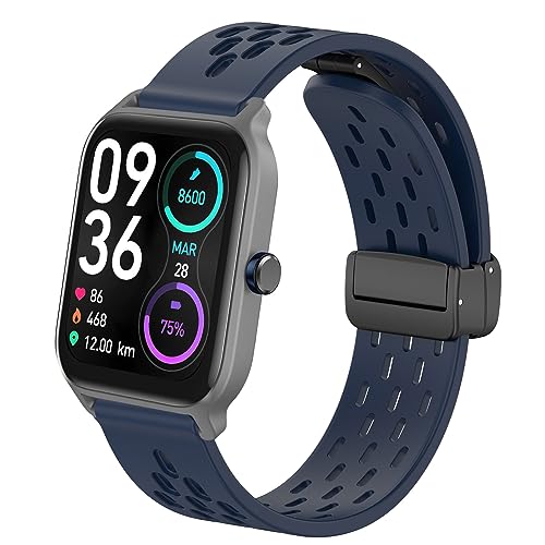 IDW13,IDW16,IDW19 Smartwatch Bands, Lamshaw 22mm Breathable Soft Silicone Sport Band with Magnetic Butterfly Clousure Replacemet Straps Compatible with TOOBUR,TEMINICE,VRPEFIT,Konitee,Gydom,Faweio