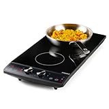 double plaque à induction posable quigg PUISSANCE ÉLEVÉE - Puissance totale de 2900 W répartie entre les zones (1600 W | 1300 W), avec contrôle individuel via des boutons tactiles et rotatifs, températures réglables de 60 °C à 240 °C