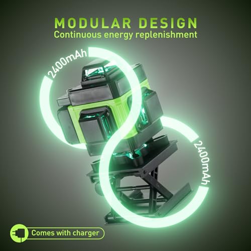 Weytoll Kreuzlinienlaser mit Stativ, 16 Line Laser Level IP54 Wasserwaage, 2400mAh Akku*2, mit Teleskopstativ für Verlegung Bodenfliesen, Installation Trennwänden Kreuzlinienlaser Grün kit