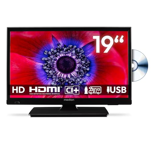 MEDION 47 cm (19 Zoll) HD Fernseher mit DVD-Player (perfekt für Camping Wohnmobil LKW Garten, 12V KFZ Car-Adapter, Triple Tuner Receiver, HDMI, USB, MD 819001) MEDION 47 cm (19 Zoll) HD Fernseher mit DVD-Player (perfekt für Camping Wohnmobil LKW Garten, 12V KFZ Car-Adapter, Triple Tuner Receiver, HDMI, USB, MD 819001)
