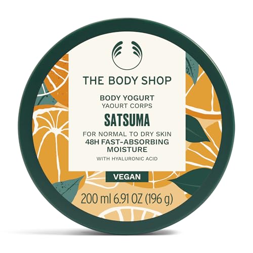 The Body Shop Body Yogurt | 48hr Moisture for Dry Sensitive Skin with Hyaluronic Acid | Fast Absorbing, Non-greasy, Vegan, 200 ml / 6.91 oz (Satsuma)