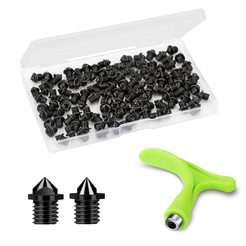 Nuolifee 1/8 Inch Track Spikes 120 Pcs 3.2mm Alloy Steel Shoe Spikes Replacements and Spike Wrench for Sports Running Track Shoes