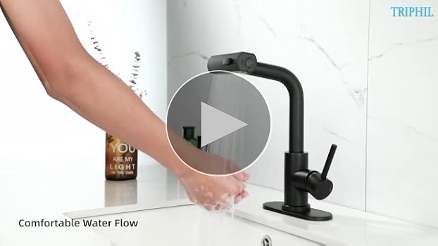 TRIPHIL Waterfall Bathroom Faucets with 3 Mode Pull Down