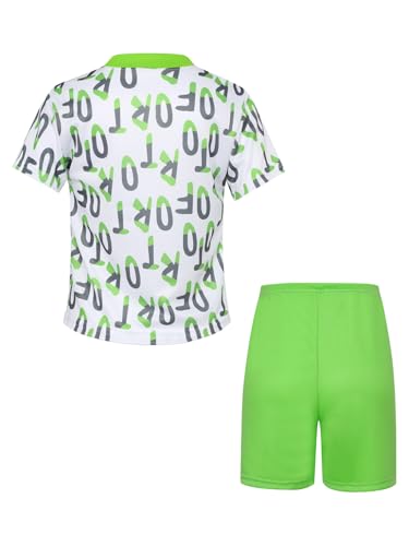 Lightweight Quick-dry Sport Outfit For Kids Boys Moisture-wicking Short Sleeve T-shirt With Shorts For Sports Green 7-8 Years4