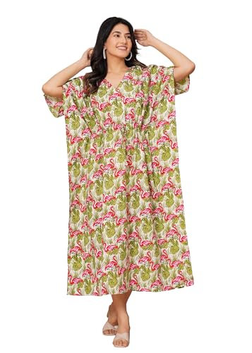 Caftan Indien Fait à la Main en Pur Coton Imprimé pour Femme Élégante