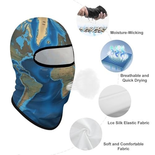Balaclava para Hombres Máscara de Esquí Mapa Mundial Máscara Facial para Ciclismo miniatura 3