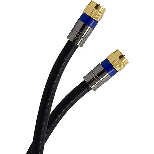 GE RG6 Coaxial Cable, 25 Ft. F-Type Connectors, Quad Shielded Coax Cable, 3 GHz Digital, In-Wall Rated