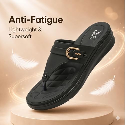 Image of Carrito, Women Wedge Heels Thong Sandals| Comfortable Flats Sandals | Comfort Orthopaedic Sandals for Women| Doctor Slippers /Flip-Flops | Arch Support & Heel Cushion | Lightweight Anti-Skid Sole | Ultra-Cushioned Shock Absorbing Footbed | Available in Open Toe & Toe Separator Style