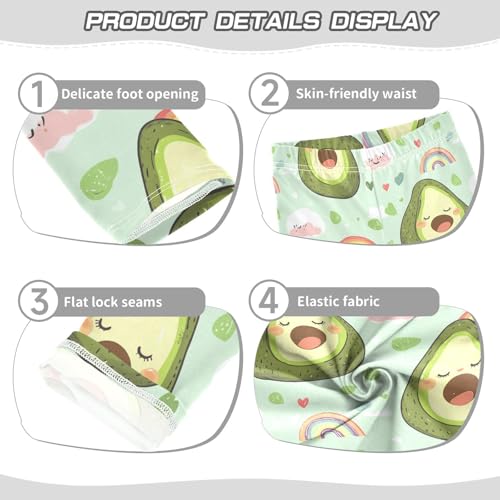 Cartoon Avocado Girls Leggings,Workout Leggings for Girls Toddler Athletic Legging Size for 3-10T3