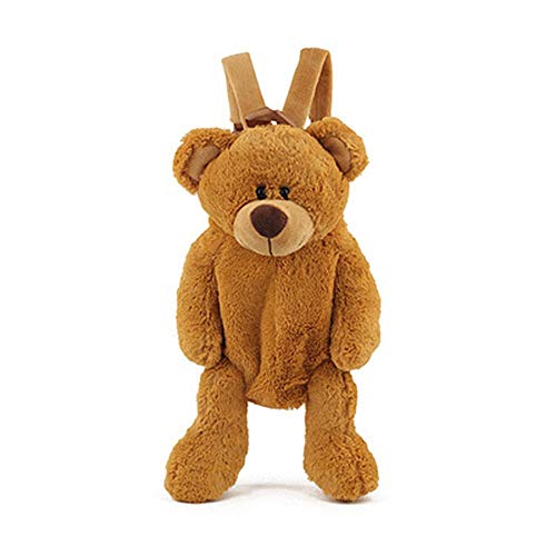 Mellsunny Mochila fofa de urso felpudo, mochila de animais de pelúcia, kawaii, coelhinho, bolsa de ombro fofa, mochila casual para meninas, Marrom, Medium, Mochila Urso Fuzzy