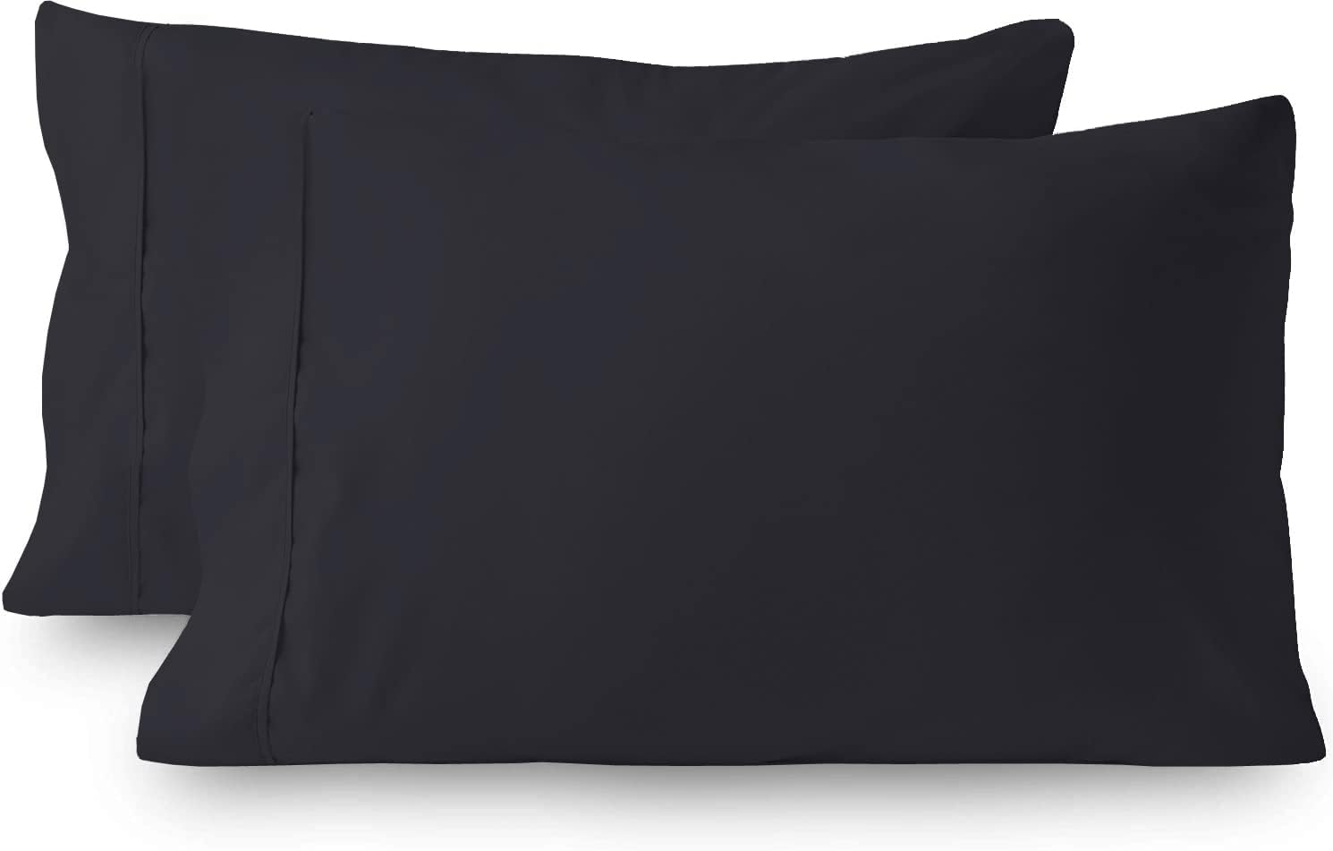 Standard Size Pillow Cases 100% Egyptian Cotton 800 Thread Count Super Soft Perfect Silky Sateen Weave Bed Pillow Cover (20" x 30") Inches, Black Solid