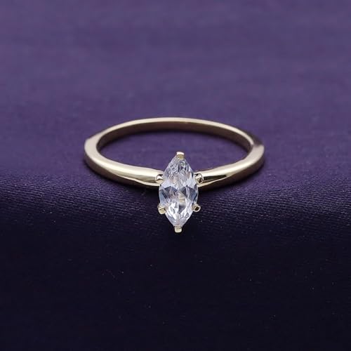 AFFY Solitaire Engagement Ring For Women, Marquise Cut Cubic Zirconia or Moissanite Diamond Wedding Ring 14k Gold Over Sterling Silver & 10k Solid Gold Jewelry Gift for Her (0.50 to 1.00 CT)2
