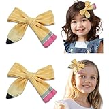 Back to School Pencil Hair Clip,2pcs Yellow Bow Hair Accessory,School Supplies For Teen Girls bow for hair