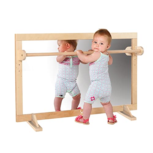 Image of XIHAToy Coordination Mirror Montessori Wooden Toddler Mirror Safety Shatterproof Mirror Acrylic Non-Glass Early Learning to Walk Mirror Dual-Use