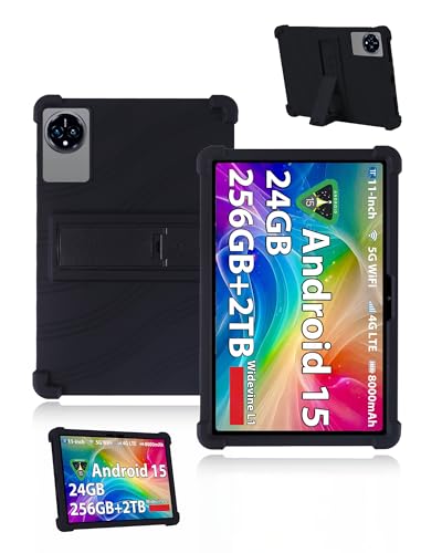 yystao Beschermhoes voor XGODY Q17 tablet 11 inch 2025 Nieuwste, zachte siliconen tablethoes compatibel met XGODY tablet Q17, verstelbare standaard (zwart)